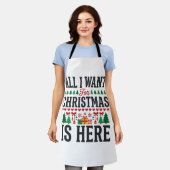 クリスマス ギフト ホリデー タイポグラフィ デザイン エプロン (着用した状態)