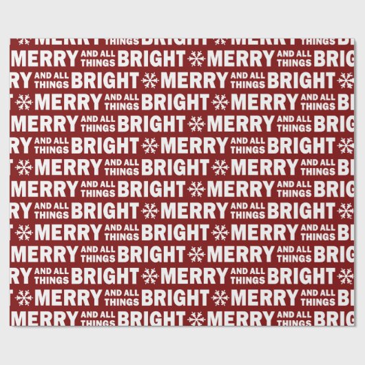 クリスマス ギフト ラッピング|Merry and Bright Dark Red ラッピングペーパー (フラット)