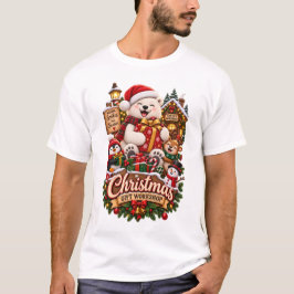 クリスマス ギフト ワークショップ – かわいいホッキョクグマ ホリデー Tシャツ