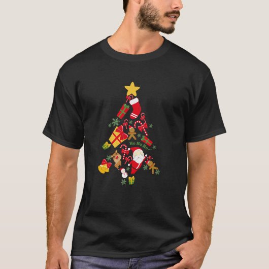 クリスマス ギフト 面白い サンタクロース 木 Tシャツ (正面)