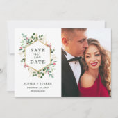 クリスマス・ギルド・グリーン・オン・ホワイト |写真 セーブザデート (正面)