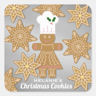 クリスマス·ギンジャーブレッド·クッキパーソナライズされたー贈り物 スクエアシール