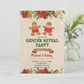 クリスマス·ギンジャーブレッド·クッキーのジェンダー·リビール·招待状 招待状 (スタンド正面)