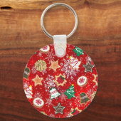 クリスマス・クッキーと赤の雪 キーホルダー (正面)
