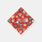 クリスマス・クッキーと赤の雪 スタンダードカクテルナプキン (角)