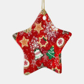 クリスマス・クッキーと赤の雪 セラミックオーナメント (右)