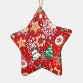 クリスマス・クッキーと赤の雪 セラミックオーナメント (左)