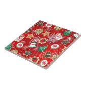 クリスマス・クッキーと赤の雪 タイル (側面)