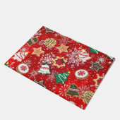 クリスマス・クッキーと赤の雪 ドアマット (アングル)