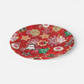 クリスマス・クッキーと赤の雪 ペーパープレート (アングル)