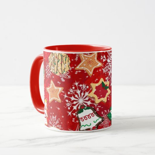 クリスマス・クッキーと赤の雪 マグカップ (正面左)
