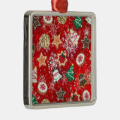 クリスマス・クッキーと赤の雪 メタルオーナメント (右)