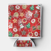 クリスマス・クッキーと赤の雪 缶クーラー (正面)