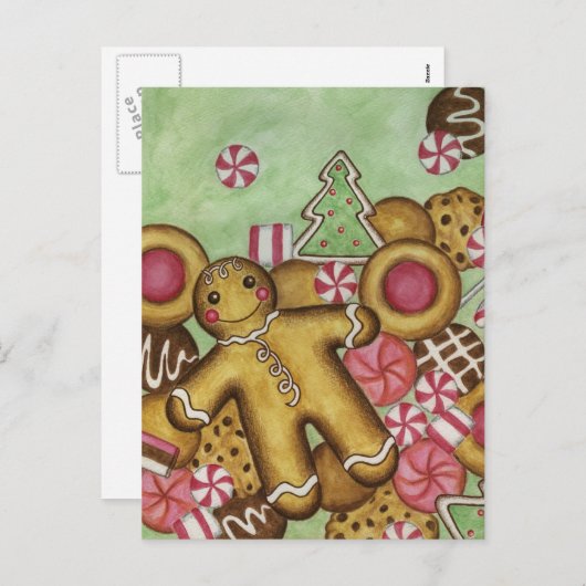 クリスマス・クッキーのクローズアップ・ポストカード シーズンポストカード (正面/裏面)