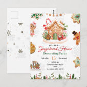 クリスマス クッキーの家の飾り付けパーティー ポストカード (正面/裏面)