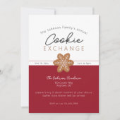 クリスマス クッキー交換 ジンジャーブレッド バーガンディ 招待状 (正面)