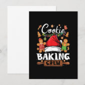 クリスマス クッキー作りチームの面白いパジャマ ファミリー 招待状 (正面/裏面)