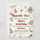 クリスマス・クッキー・スイート・ワン 1歳の誕生日パーティー 招待状 (正面)