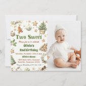 クリスマス・クッキー・ツー・スウィート2歳の誕生日写真 招待状 (正面)