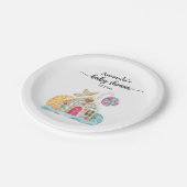 クリスマス・クッキー・ハウスのベビーシャワー ペーパープレート (アングル)