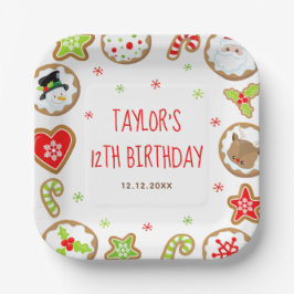 クリスマス クッキー 誕生日パーティー 赤と緑 ペーパープレート