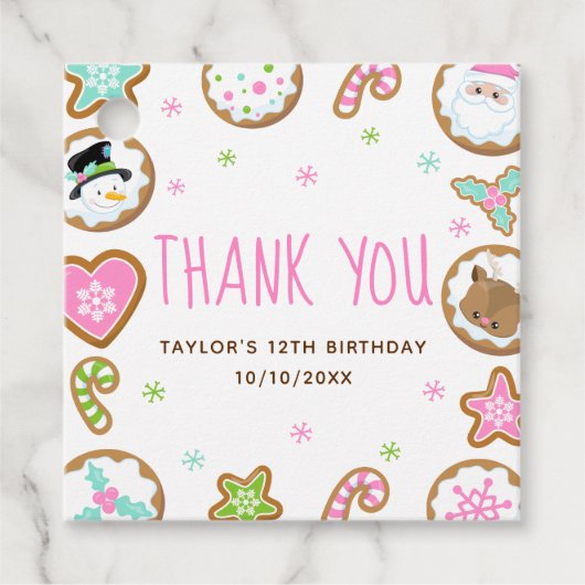 クリスマス クッキー 誕生日会 ピンク サンクユー フェイバータグ (正面)