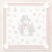 クリスマス クッキー 赤の雪だるま ガラス コースター (裏面)