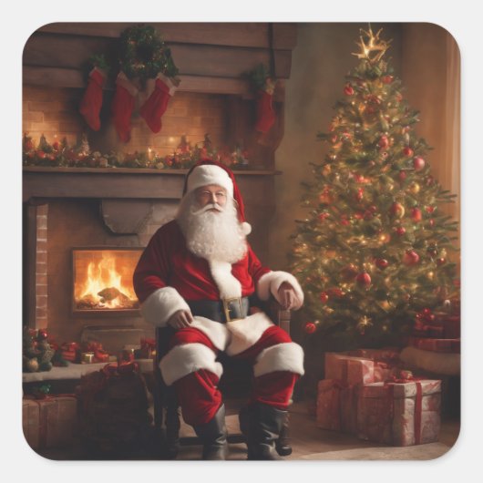 クリスマス クッションシール - フェスティブ ホリデー スクエアシール (正面)