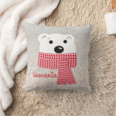 クリスマス、クマの口元、シロクマ、赤、白 クッション (ブランケット)