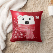 クリスマス、クマの口元、シロクマ、赤、白 クッション (ブランケット)