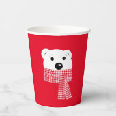 クリスマス、クマの口元、ホッキョクグマ、赤、白 紙コップ (裏面)