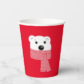 クリスマス、クマの口元、ホッキョクグマ、赤、白 紙コップ (正面)