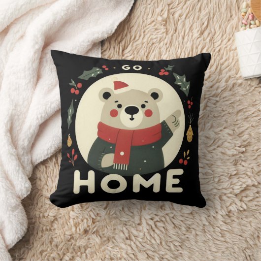 クリスマス クマ 帰宅 クッション (ブランケット)