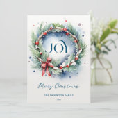 クリスマス クラシック 松のリース 水彩画 (スタンド正面)