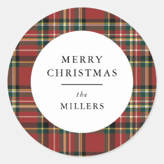 クリスマス クラシック 赤い格子柄 ギフト ステッカー