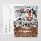 クリスマス クラシック 4 フォト コラージュ グリーティング ポストカード (正面/裏面)