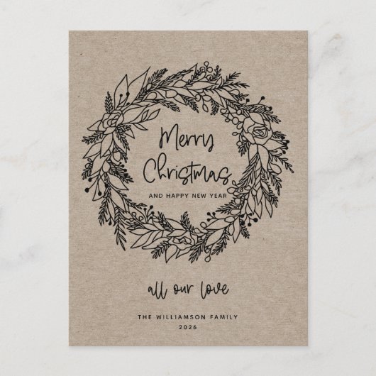 クリスマス クラフト カード リース デザイン (正面)