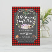 クリスマス クラフト パーティー 募金 イベント チェック柄 招待状 (スタンド正面)