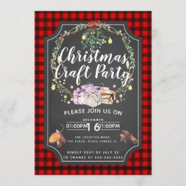 クリスマス クラフト パーティー 募金 イベント チェック柄 招待状