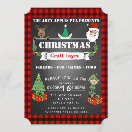 クリスマス クラフト フェア パーティー ファンドレイザー イベント チェック柄 招待状
