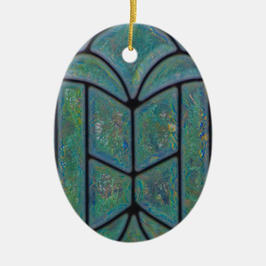 クリスマス・クリスチャンの神の窓への栄光 セラミックオーナメント (正面)