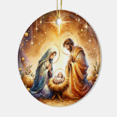 クリスマス・クリスチャンパーソナライズされた出生 セラミックオーナメント (左)