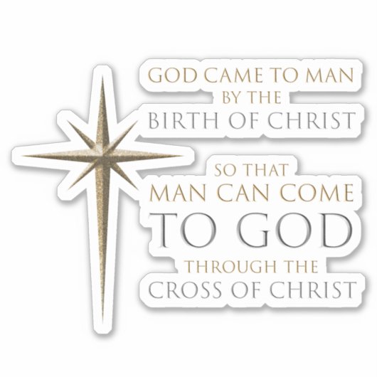クリスマス・クリスチャン信仰星：誕生&クロス シール (正面)