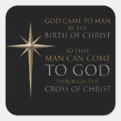 クリスマス・クリスチャン信仰星:誕生&クロス スクエアシール (正面)