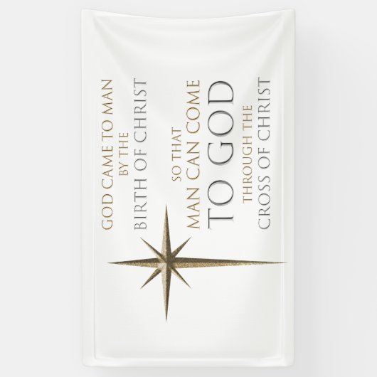 クリスマス・クリスチャン信仰星：誕生&クロス 横断幕 (縦)