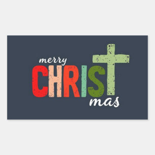 クリスマス・クリスチャン文字 感動的 長方形シール