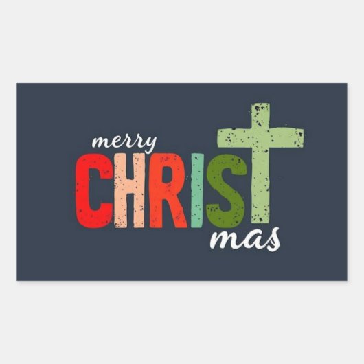 クリスマス・クリスチャン文字 感動的 長方形シール (正面)