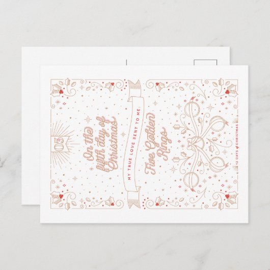 クリスマス/クリスマスの郵便はがきの第5日 シーズンポストカード (正面/裏面)