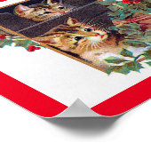 クリスマス、クリスマス子猫と小鳥 ポスター (角)