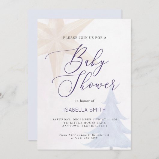 クリスマス·クリスマス·ウィンターをテーマにしたベビー·シャワー 招待状 (正面/裏面)